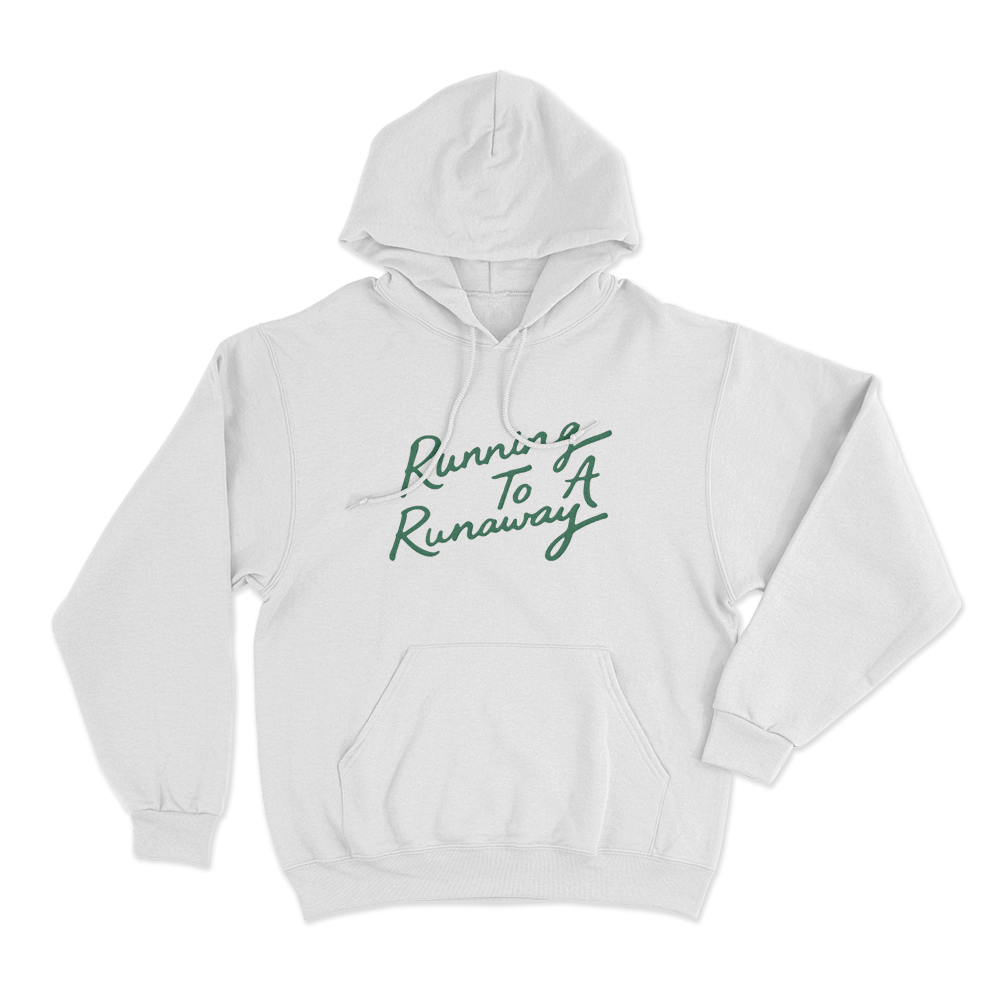 Running To A Runaway Unisex Hoodie White Running To A Runaway Unisex Hoodie White